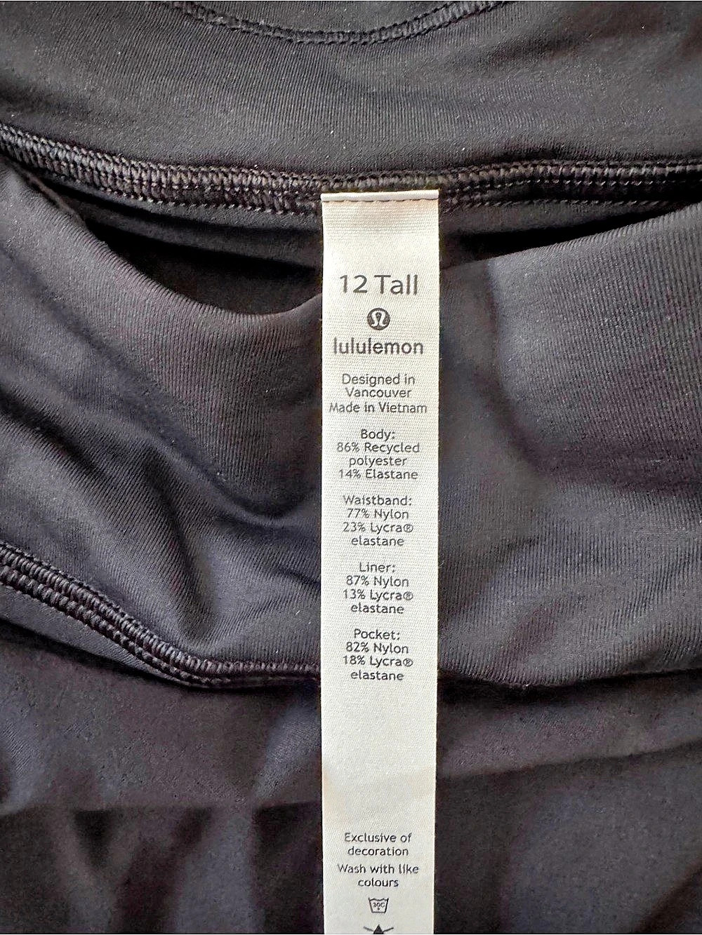 lululemon Pace Rival Skirt Black Size 12 Tall Long Tennis Golf Skort - Picture 3 of 4